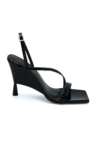 Shop Gia Borghini X Rhw Strappy Sandal In Black Patent