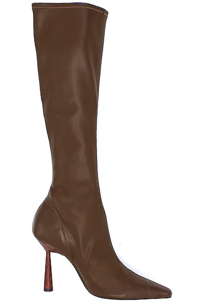 Gia Borghini X Rhw Knee High Boot In Chocolate Brown
