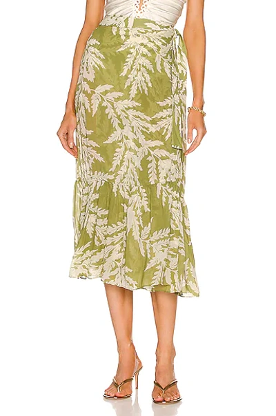 Shop Adriana Degreas Classic Foliage Pareo Skirt In Green