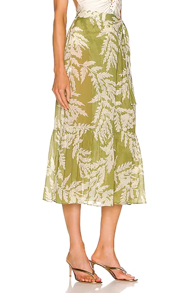 Shop Adriana Degreas Classic Foliage Pareo Skirt In Green