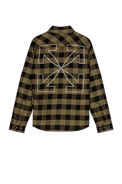 Shop Off-white Arrow Flannel Shirt In Black & White