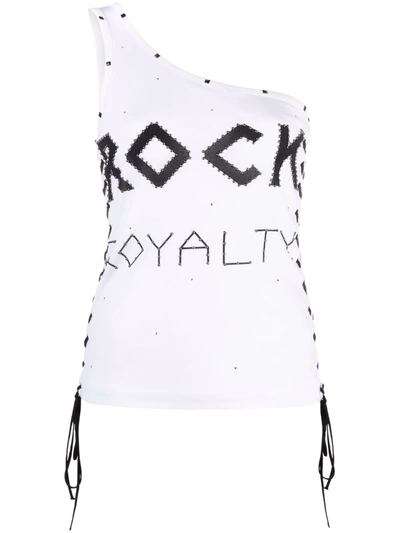 Shop Stella Mccartney Studded One-shoulder Vest Top In White