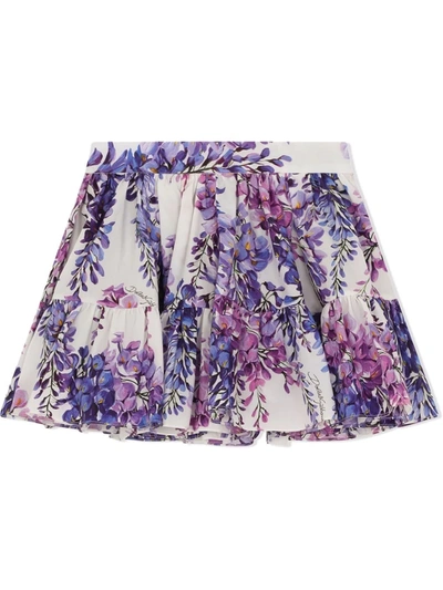 Shop Dolce & Gabbana Geranium Floral-print Skirt In White