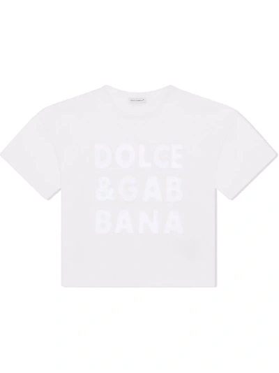 Shop Dolce & Gabbana Dg-logo Openwork T-shirt In White