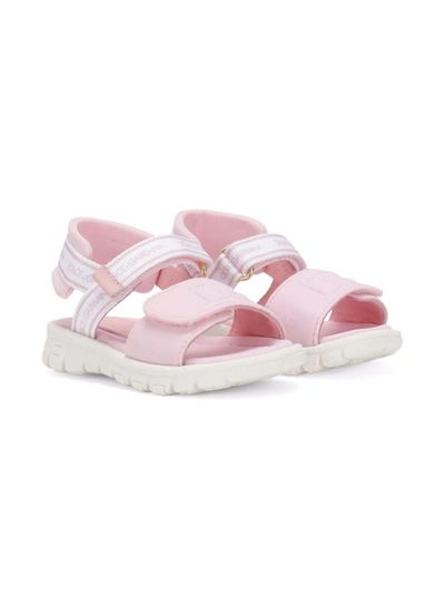 Shop Dolce & Gabbana Dg-logo Touch-strap Sandals In Pink