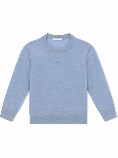 Shop Dolce & Gabbana Dg-logo Cashmere Jumper In Blue