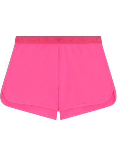 Shop Dolce & Gabbana Logo Waistband Shorts In Pink