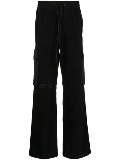 Shop Iceberg Side Cargo-pocket Trousers In Black