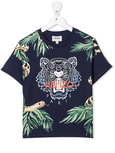 Shop Kenzo Tiger Graphic-print T-shirt In Blue