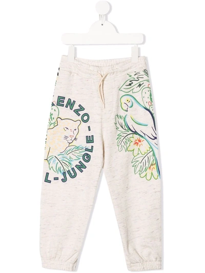 Shop Kenzo Animal-print Cotton Track Pants In Neutrals