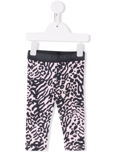 Kenzo Baby Printed Cotton-blend Leggings In Blue