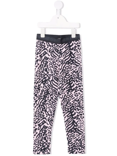 Shop Kenzo Animal-print Cotton Leggings In Pink