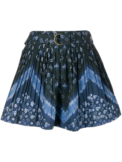 Shop Ulla Johnson Mariana Pleated Short Shorts In Blue