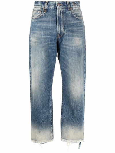 R13 KELLY CROPPED DISTRESSED-HEM JEANS 