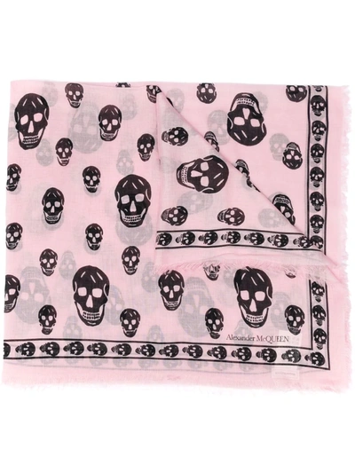 Shop Alexander Mcqueen Skull Print Scarf In Pink