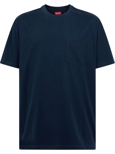 Shop Supreme S Logo Laser Cut Pocket T-shirt In Blue