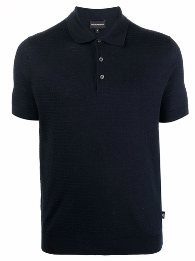 Shop Emporio Armani Short-sleeve Cotton Polo Shirt In Blue