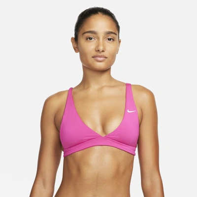 Shop Nike Women's Essential Bralette Bikini Top In Pink
