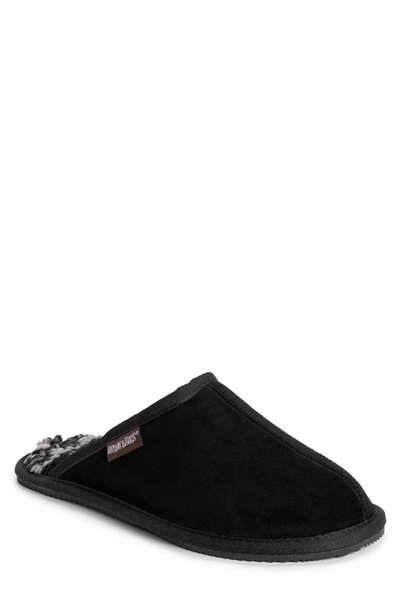 Shop Muk Luks Dave Faux Shearling Lined Suede Slipper In Black