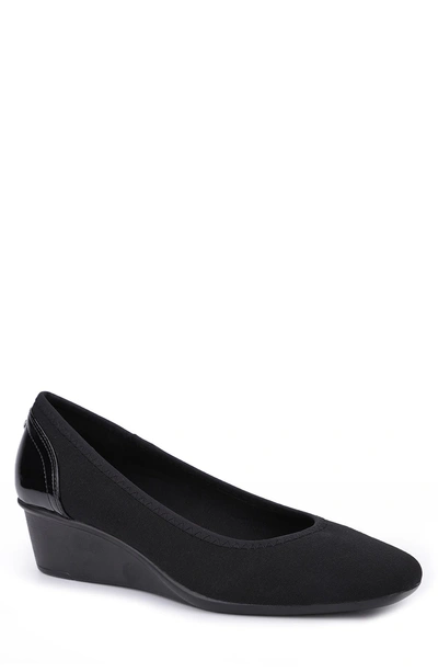 Shop Anne Klein Malani Wedge Square Toe Pump In Black