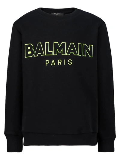 Shop Balmain Kids Sweatshirt For Boys In Black