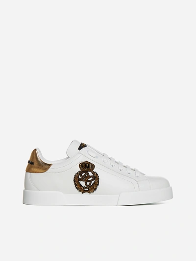 Shop Dolce & Gabbana Portofino Logo-patch Leather Sneakers