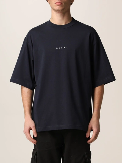 Shop Marni Cotton T-shirt With Logo In Black