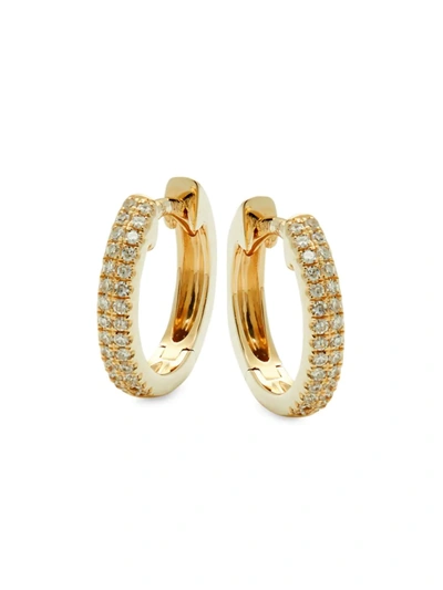 Shop Saks Fifth Avenue Women's 14k Yellow Gold & 0.12 Tcw Pavé Diamond Huggie Earrings