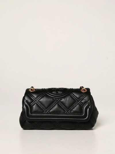 Shop Tory Burch Mini Fleming Bag In Quilted Leather In Black