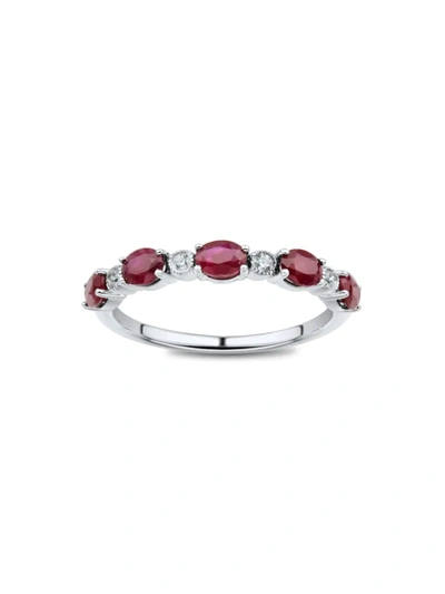 Saks Fifth Avenue Women's 14k White Gold, Ruby & Diamond Ring In Ruby