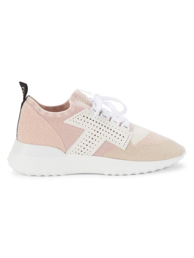 Shop Tod's Women's Women's Woven Perforated Sneakers In Bianco Pink