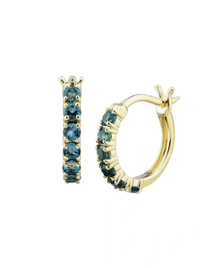 Shop Saks Fifth Avenue Women's 14k Yellow Gold & London Blue Topaz Hoop Earrings