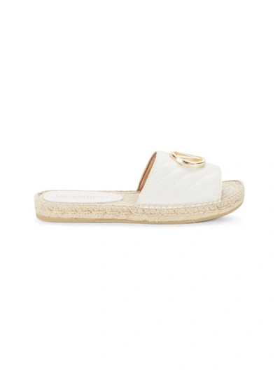 Shop Valentino By Mario Valentino Women's Clavel Quilted Leather Espadrille Slides In Cream