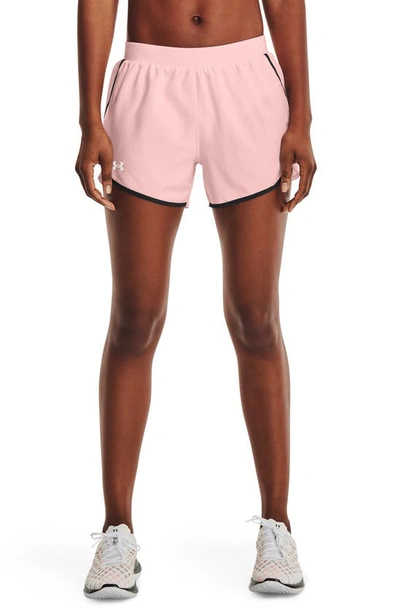 Shop Under Armour Fly By 2.0 Woven Running Shorts In Beta Tint / Reflective