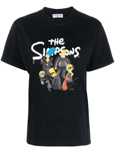 Shop Balenciaga X The Simpsons Small Fit Tee Black