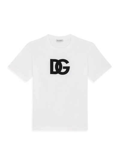 Shop Dolce & Gabbana Baby Girl's Monogram Logo T-shirt In White Black