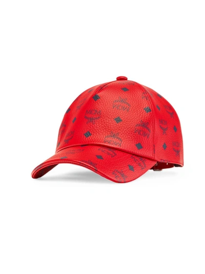 Classic Leather Baseball Cap Red