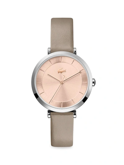 Lacoste Geneva Stainless Steel Leather Strap Watch In Carnation | ModeSens