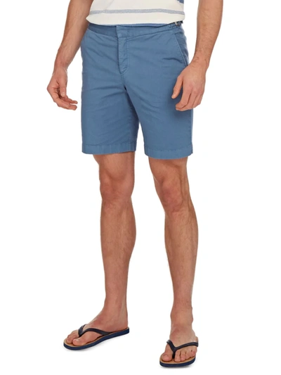 Shop Orlebar Brown Men's La Plage Dane Cotton Twill Shorts In Blue Smoke