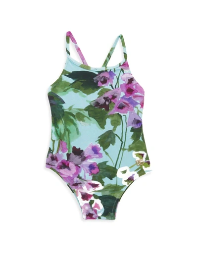 Shop Dolce & Gabbana Baby Girl's Floral One-piece Swimsuit In Neutral