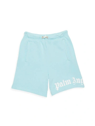 Shop Palm Angels Little Girl's & Girl's Logo Fleece Shorts In Light Blue