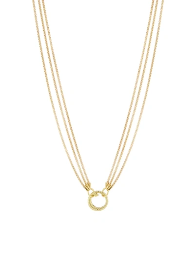 Shop Jenna Blake Women's 18k Yellow Gold Three-strand Box Chain Necklace