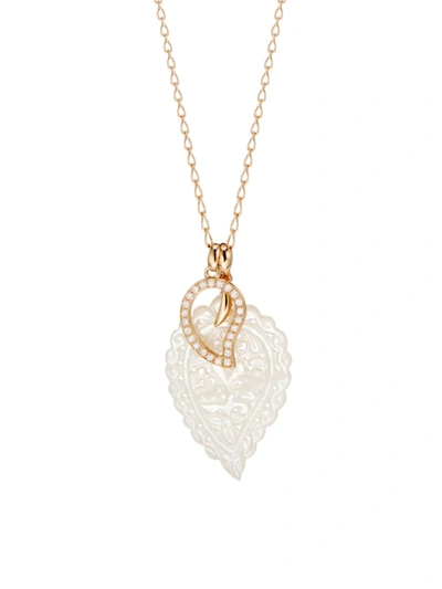 Shop Tamara Comolli Women's 18k Rose Gold, Diamond & Mother-of-pearl Water Droplet Pendant Necklace
