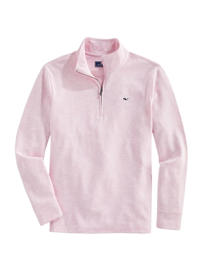 Shop Vineyard Vines Saltwater Quarter-zip Sweater In Cherry Blossom