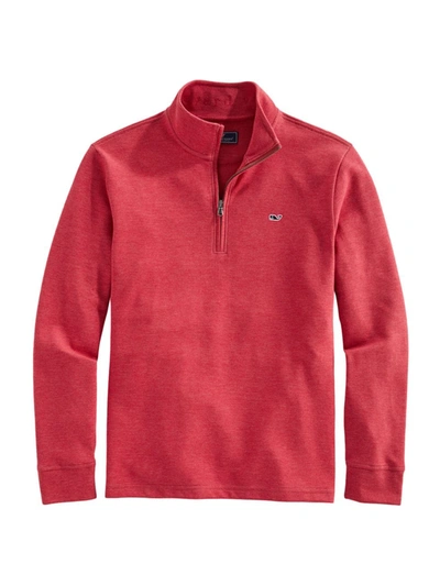 Shop Vineyard Vines Saltwater Quarter-zip Sweater In Lifeguard Red