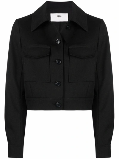 Shop Ami Alexandre Mattiussi Buttoned Short Jacket In Black