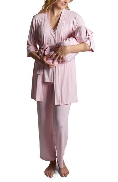 Shop Everly Grey Analise During & After 5-piece Maternity/nursing Sleep Set In Blush