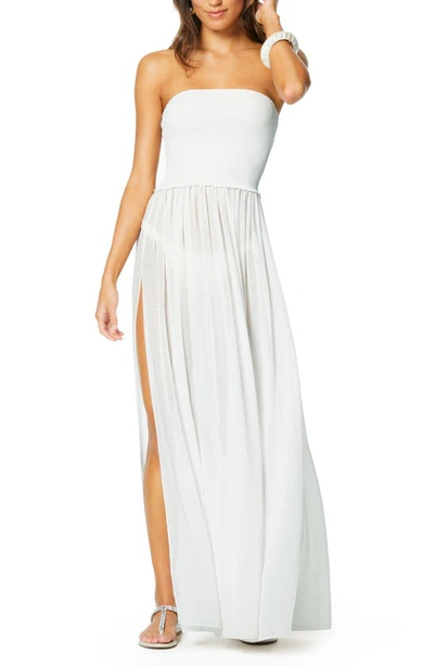 Shop Ramy Brook Calista Strapless Georgette Cover-up Dress In White