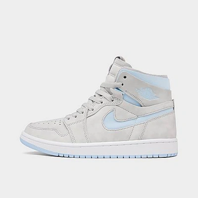 Shop Nike Jordan Women's Air 1 Zoom Air Comfort Casual Shoes In Grey Fog/celestine Blue/white