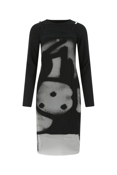 Givenchy Layered Printed Tulle And Cotton-jersey Midi Dress
